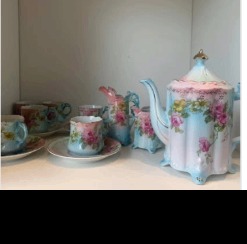 Vintage pink floral teapot