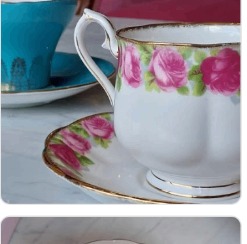 Rose-painted vintage teacup