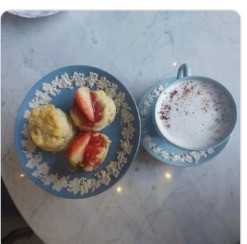 Scones on blue plate